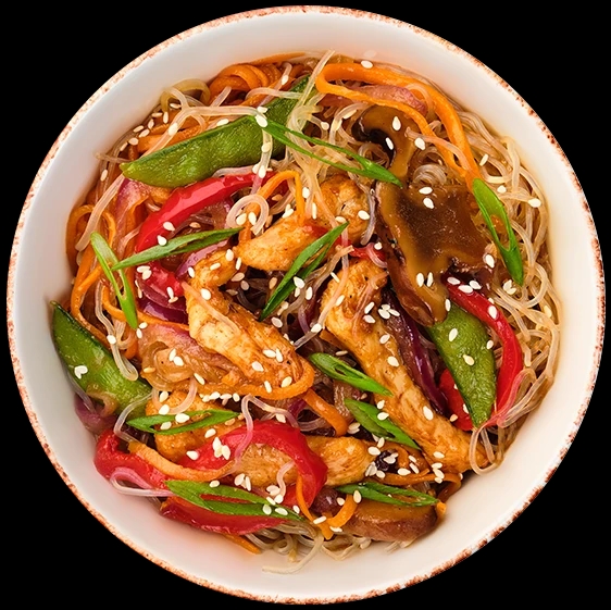 Прозора локшина з куркою