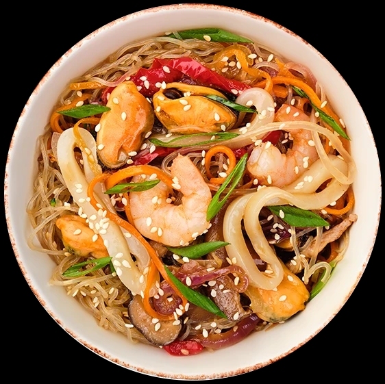 Прозора локшина з морепродуктами