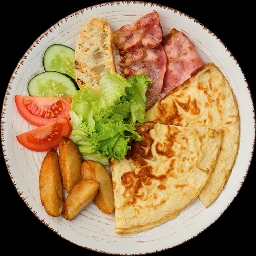 Омлет з овочами та запеченою картоплею